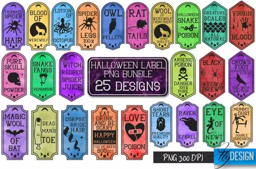 Halloween Label PNG Bundle