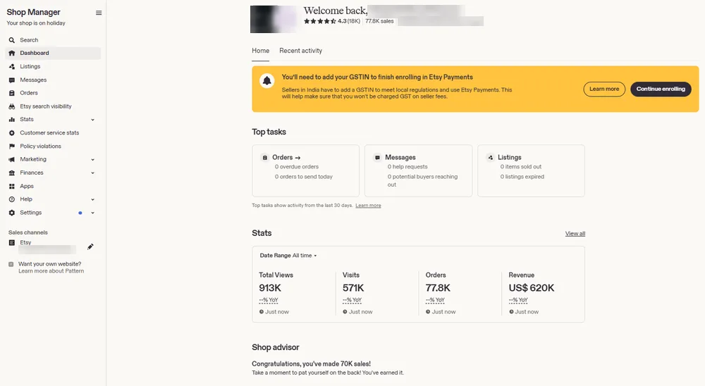 Creator marketplace dashboard
